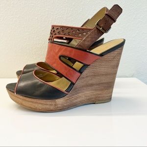Levity Platform Wedge Strappy Sandals Desert Multi Brown 9.5
